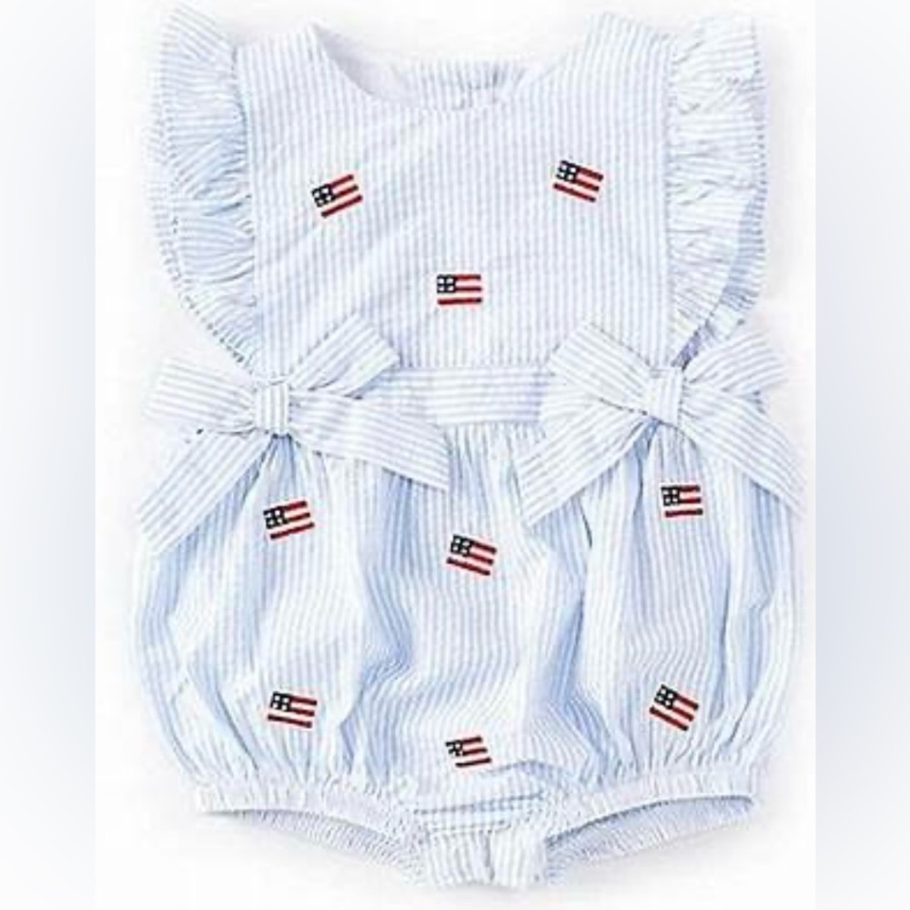 Starting Out Flutter Sleeve Flag Romper - Picture 4 of 11